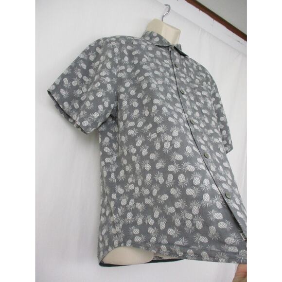 Tommy Bahama Positano Pineapple Shirt Mens Medium Hawaiian Graphite Gray Cotton - Picture 5 of 16